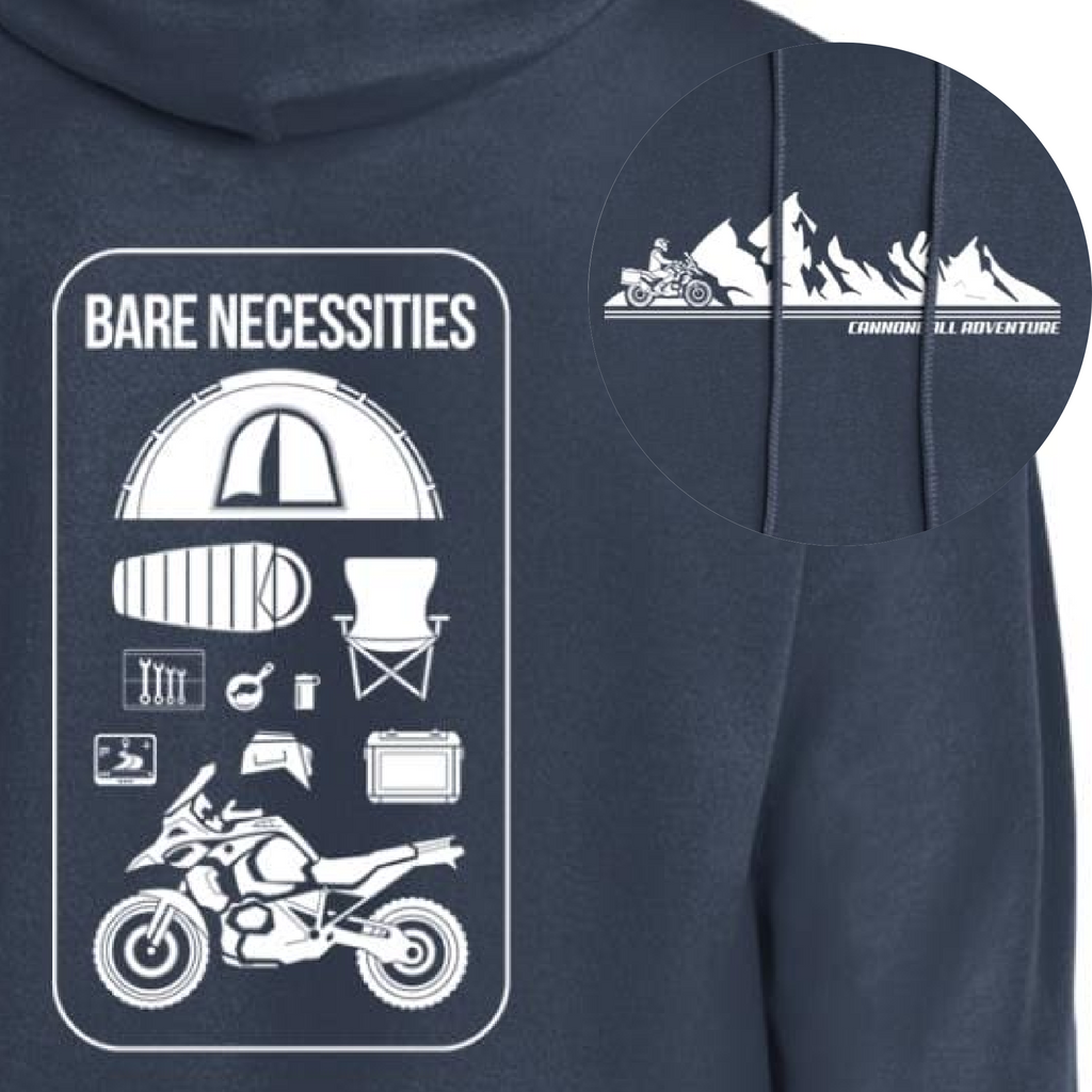 Adventure Motorcycle, Hoodie, GS Moto, Gear, Camping, 2-Sided, Icons