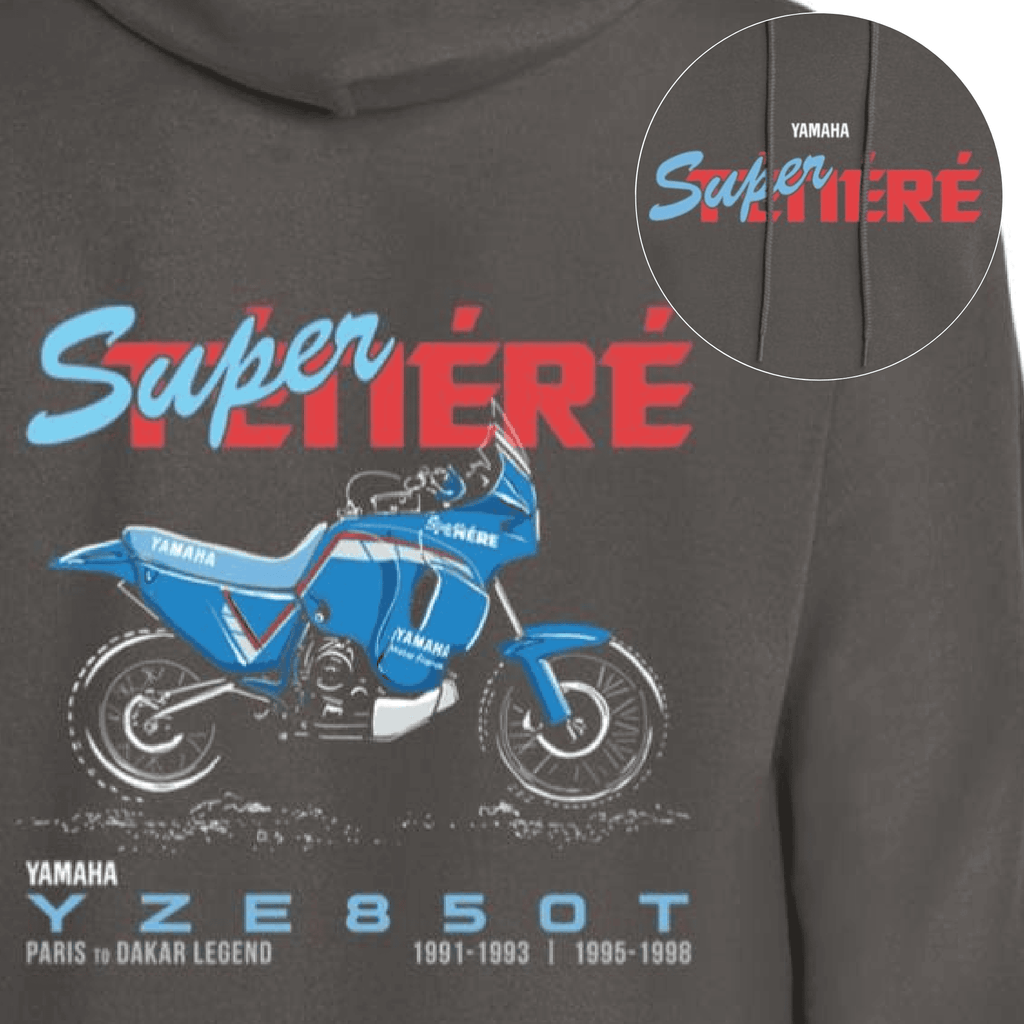 Yamaha Super Ténéré 850, Vintage PD Rally, Motorcycle Hoodie, 2-sided print