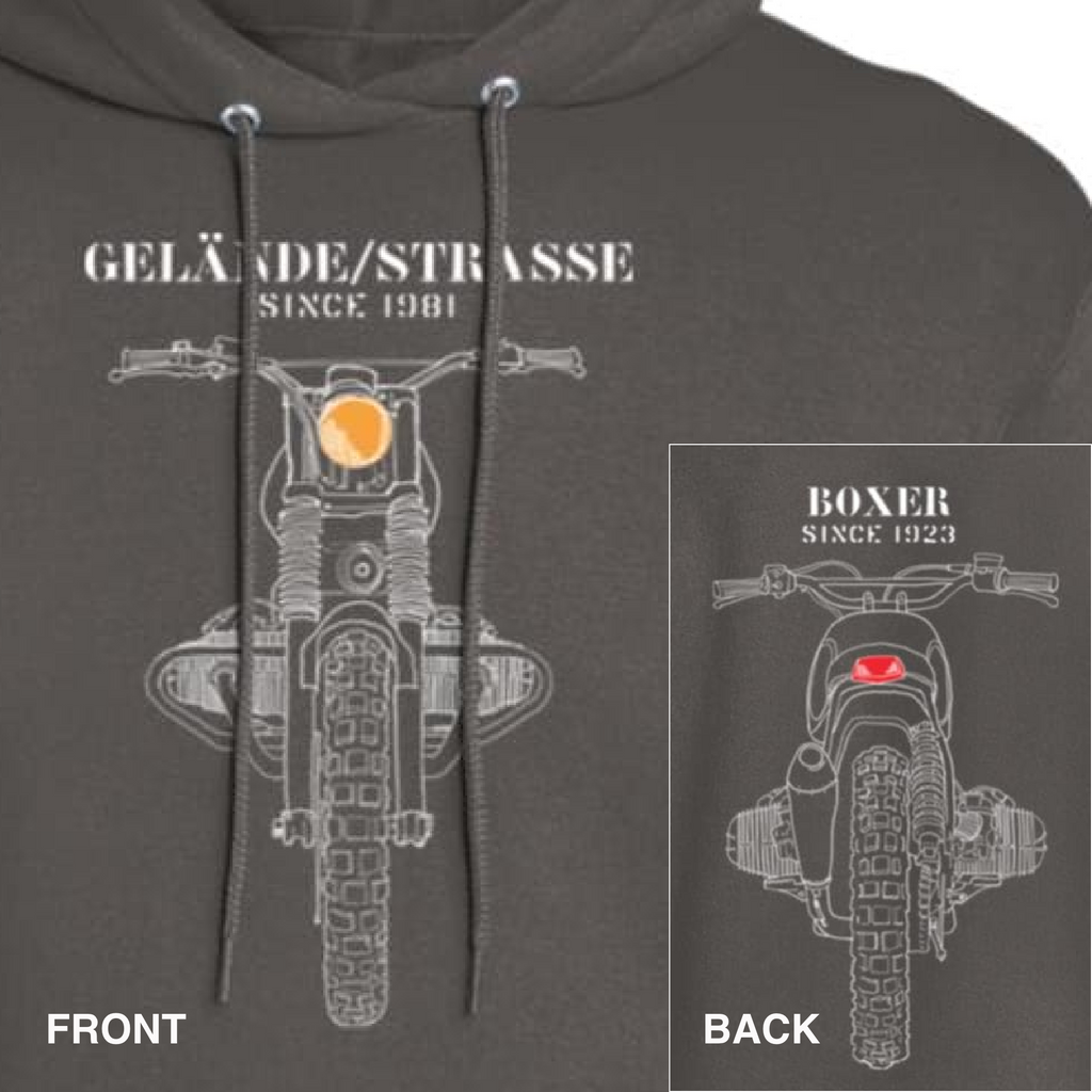 Classic BMW Airhead, Boxer Engine, Two-sided design Motorcycle Hoodie