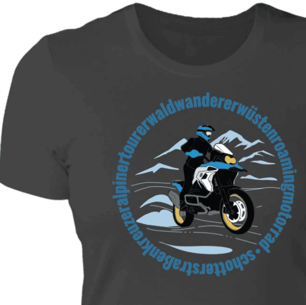 BMW GS, Alpine Mountain Tourer, Women, Adventure Motorcycle T-Shirt